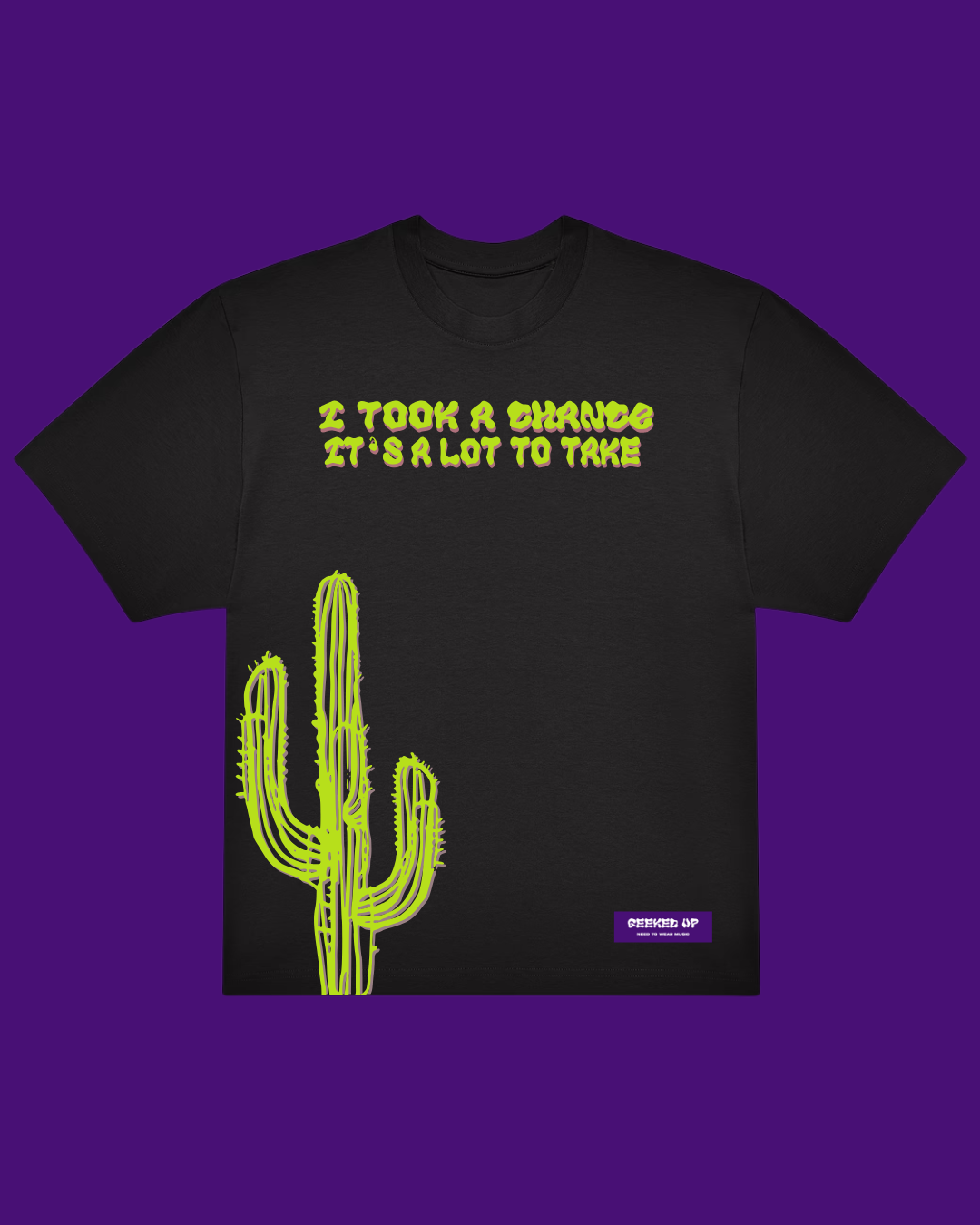 T-shirt nera a maniche corte - Cactus