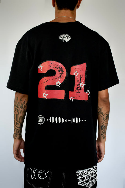 Oversized black short-sleeved t-shirt - 21