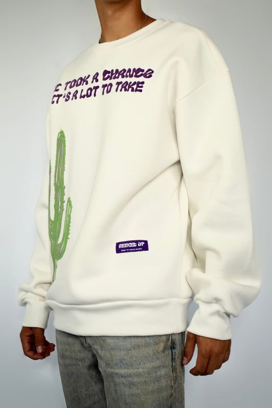 White baggy sweatshirt - Cactus